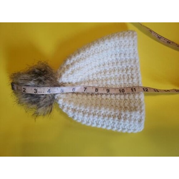 Womens Wool Blend Hat White W/ Pompom Casual Bohemian Style  Anne Klein - Picture 9 of 9